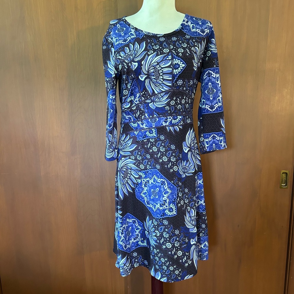 Title Nine Purple and Black Patterned  Dress